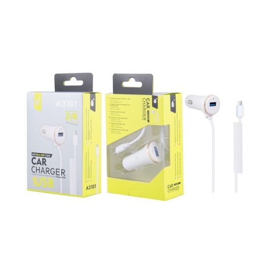 ONEPLUS CAR CHARGER A3101 WITH 1 USB 5V 2.4A WHITE